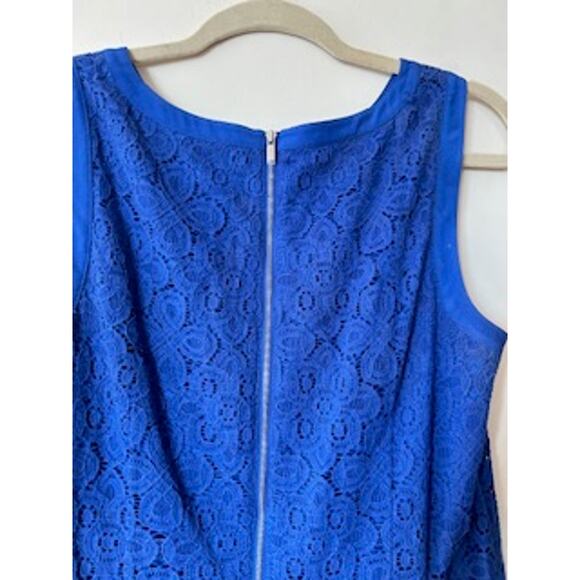 Ann Taylor Lace Sleeveless Fitted Sheath Dress Size 10 Beautiful Royal Blue - Picture 10 of 11